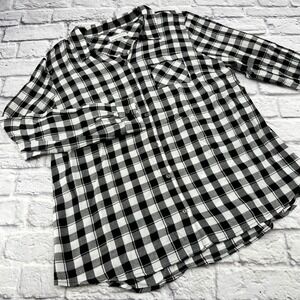 Christopher Banks Womens XL Button Down Long Sleeve Black White Check
